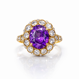 Bague Antique Élégance – Argent et Bronze avec Pierre Violette