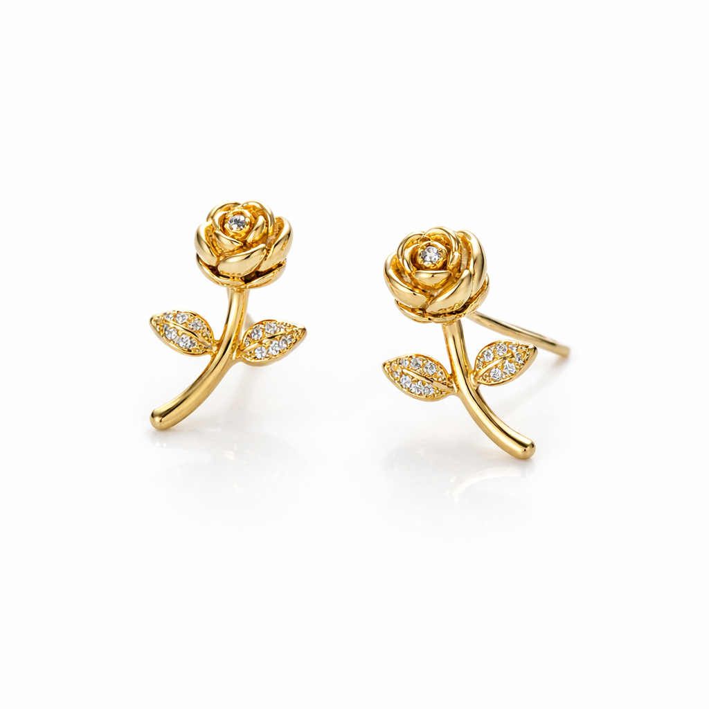 Boucles d’Oreilles Rose Élégante Plaqué Or Xuping