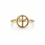 Bague Symbole Paix Minimaliste – Plaqué Or CN – Garantie 10 Ans
