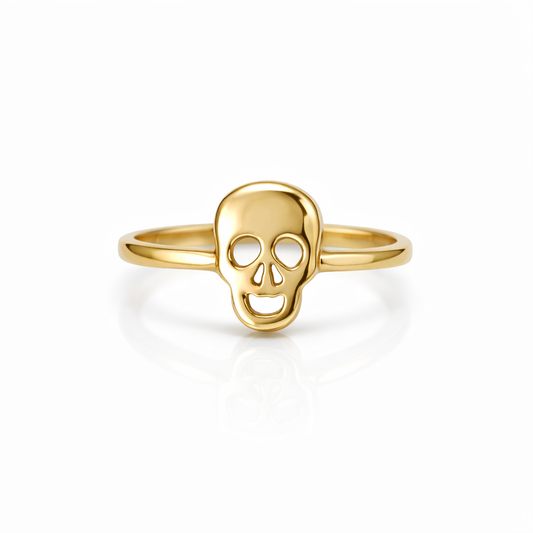 Bague Tête de Mort Minimaliste – Plaqué Or CN – Garantie 10 Ans