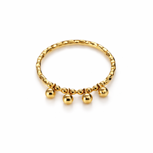 Bague Perles Suspendues Élégante – Plaqué Or CN – Garantie 10 Ans