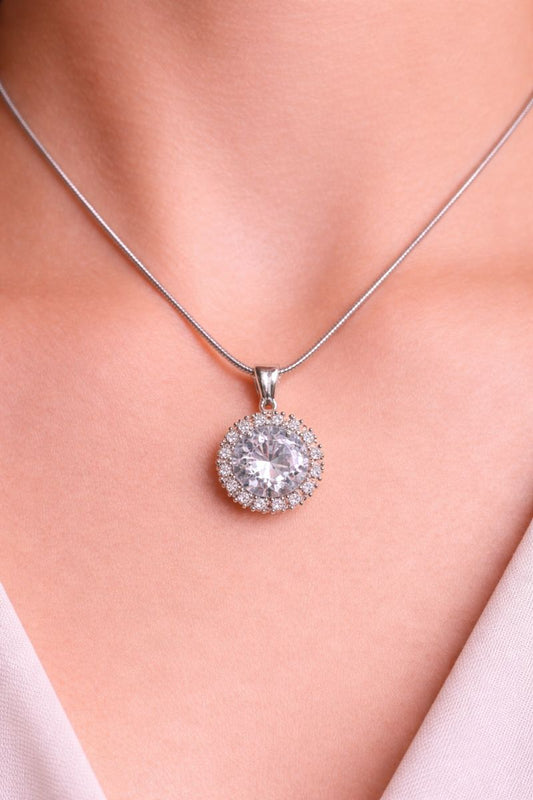 Chaîne Soleil Cristal – Argent Rhodié & Pierres Brillantes