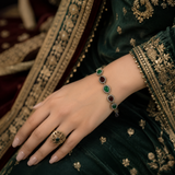 Bracelet Tradition Élégance en Vrai Bronze – Pierres Vertes et Rubis