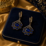 Boucles d’Oreilles Saphir Royal en Bronze – Éclat Bleu Intense