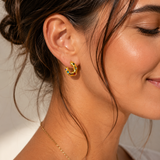 Boucles d’Oreilles Élégance Colorée en Acier Inoxydable Doré