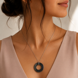 Collier 316 L ruthénium CN paris Cercle Minimaliste en Acier Inoxydable