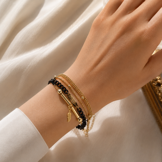 Bracelet Duo Chic Noir & Or ✨