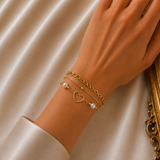 Bracelet Cœur & Perles Élégance Dorée