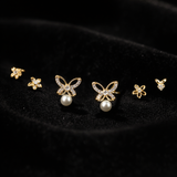 Ensemble Boucles xuping Papillon Élégance Noire – Plaqué Or & Perle