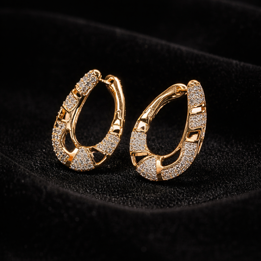 Boucles d’Oreilles Aura Royale – Doré & Zircon Éclat xuping plaque or