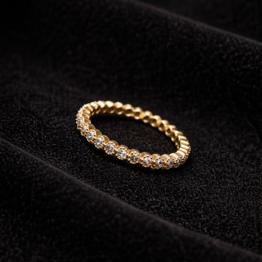 Bague Éternité Élégance – Zircons Scintillants Plaqué Or CN
