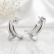 Boucles d’Oreilles Argent Élégance Sculptée – Design Luxe Moderne