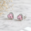 Boucles d’Oreilles Argent Cœur Rose Éclatant – Zircon Romantique Luxe