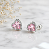 Boucles d’Oreilles Argent Cœur Rose Éclatant – Zircon Romantique Luxe