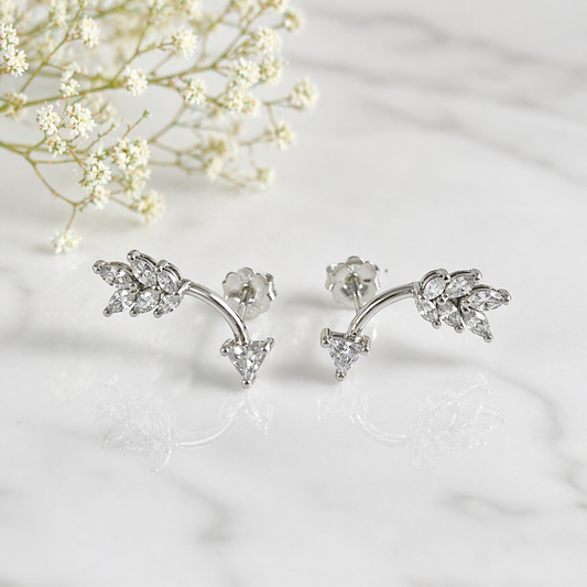 Boucles d’Oreilles Argent Aile Cristal – Élégance Moderne Zircon