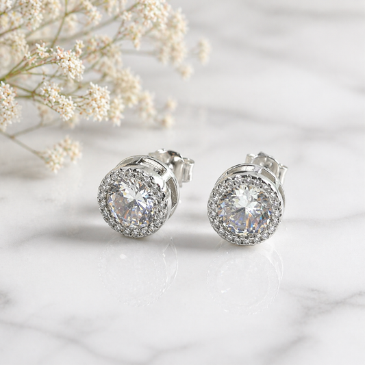 Boucles d’Oreilles Argent Solitaire Prestige – Zircon Brillance Luxe