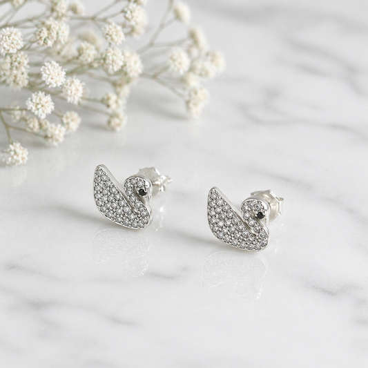 Boucles d’Oreilles Argent Cygne Élégant – Zircon Brillance Luxe