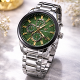 Montre Homme Chronographe Cadran Vert Émeraude – Élégance Prestige