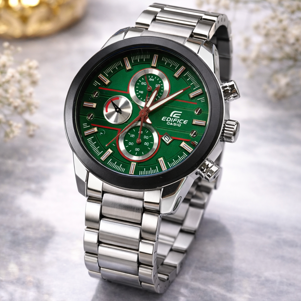 Montre Homme Chronographe Vert Racing – Élégance Sportive Premium