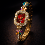 Montre Femme Bijou Cristal Multicolore – Élégance Glamour Dorée