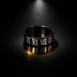 Bague Homme Noire Chiffres Romains – Style Élégance Intemporelle