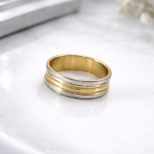 Bague Élégance Bicolore Luxe – Style Moderne & Raffiné