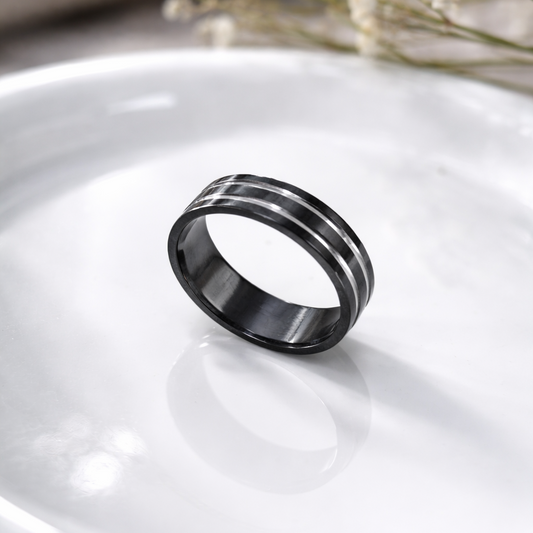 Bague Élégance Prestige – Acier Noir Premium