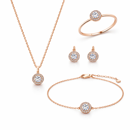 Parure Élégante 4 Pièces en xuping Doré Rose avec Zirconium Brillant