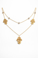Collier Doubleet boucle  Chaîne Hamsa Doré – Élégance & Protection