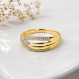 Bague Xuping Dorée Élégance Cristal – Design Moderne & Raffiné