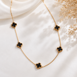 Collier Trèfle Noir en Acier Inoxydable – Style Luxe & Élégance