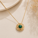 Collier Femme Élégance Verte – Plaqué Or Marque CN
