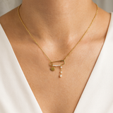 Collier Épingle Doré avec Perles – Acier Inoxydable Élégant