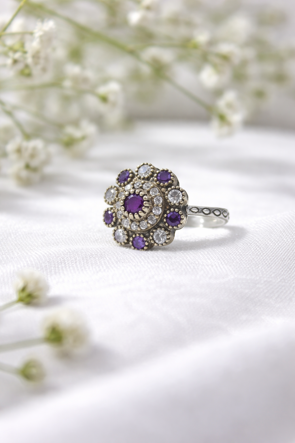 Bague Antiques Impériales en Argent & Bronze – Pierres de Couleur