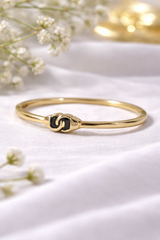 Bracelet Jonc Doré Élégance – Détail Émaillé Noir