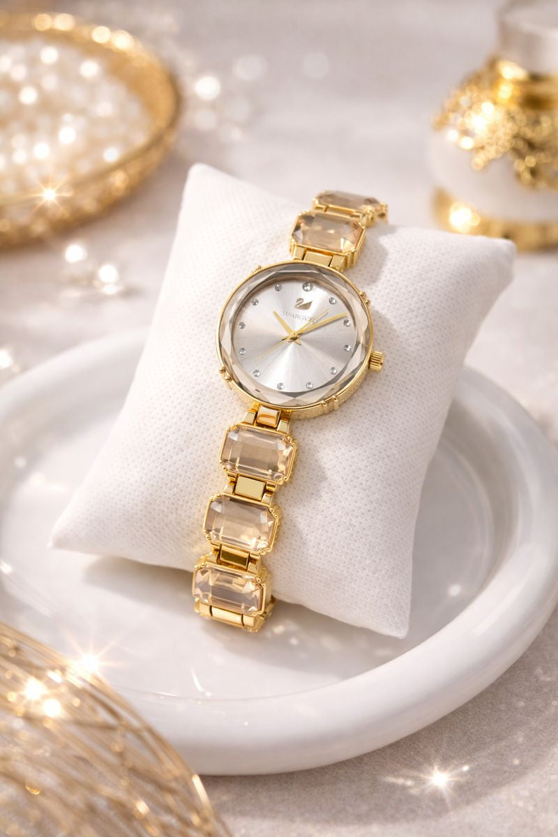 Montre Femme Dorée Élégance Cristalline – Bracelet Bijou Raffiné