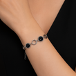 Gourmette Cercle & Ovales Noir en Acier Inoxydable
