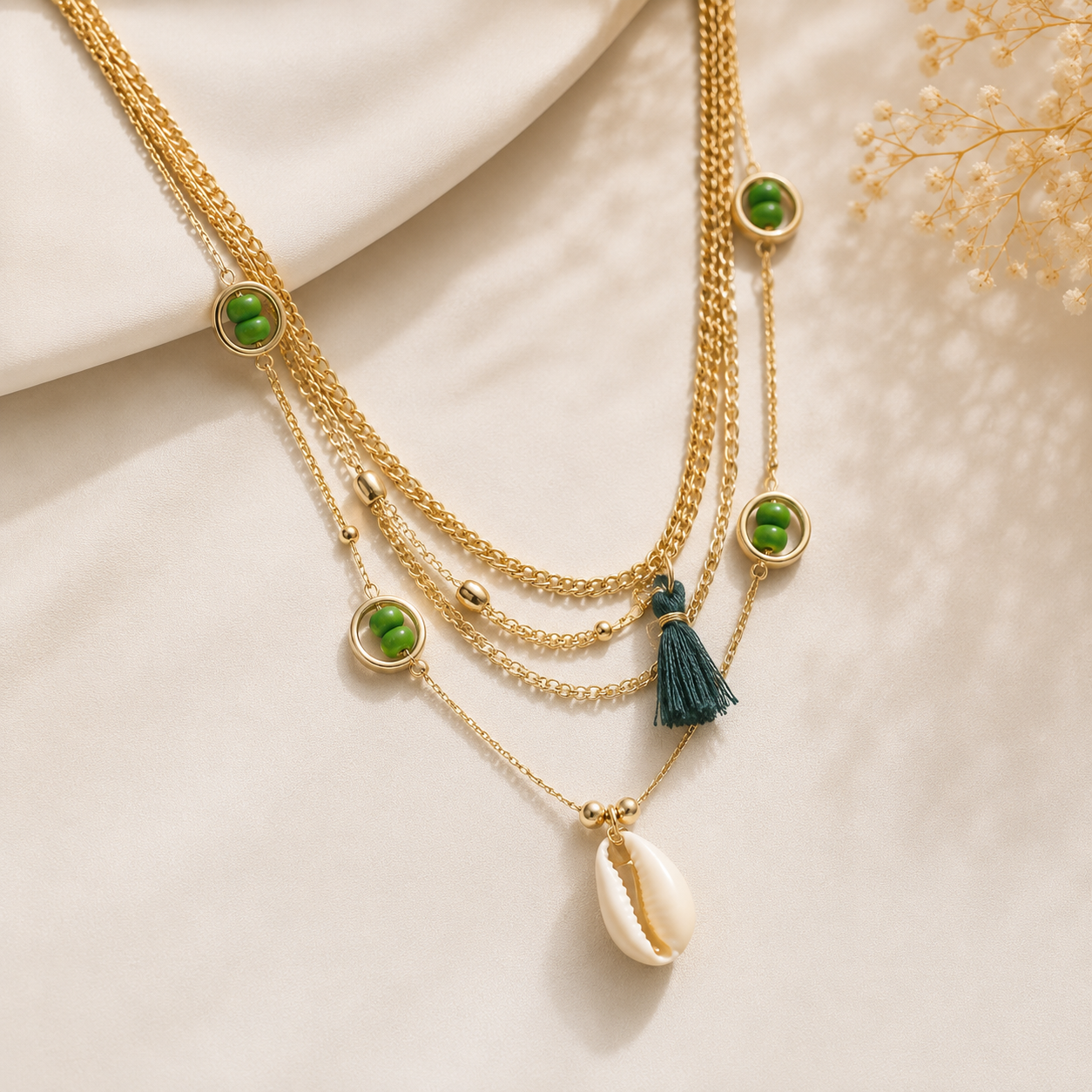 Collier Fantaisie Multicouches Coquillage – Style Bohème Chic