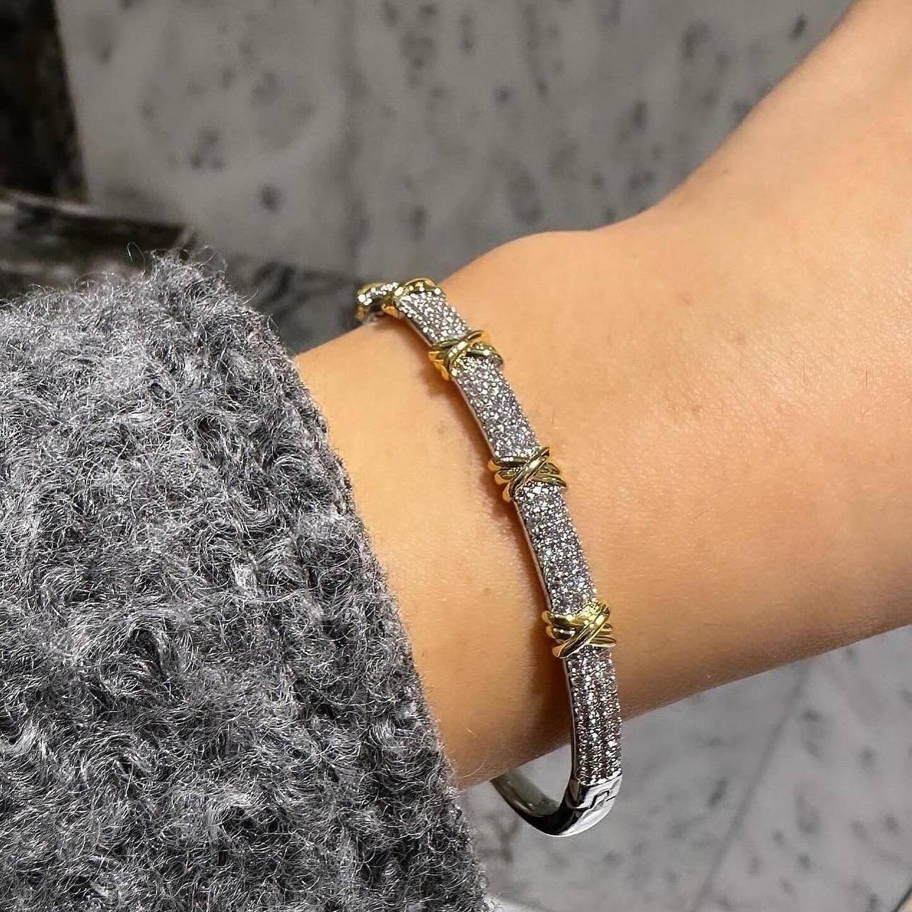 Ensemble Luxe Cristal Doré – Bracelet & Bague en Acier Inoxydable