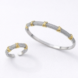 Ensemble Luxe Cristal Doré – Bracelet & Bague en Acier Inoxydable
