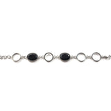 Gourmette Cercle & Ovales Noir en Acier Inoxydable
