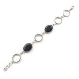 Gourmette Cercle & Ovales Noir en Acier Inoxydable