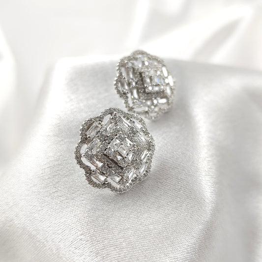 Boucles d’Oreilles Prestige Florale en Argent et Zircons