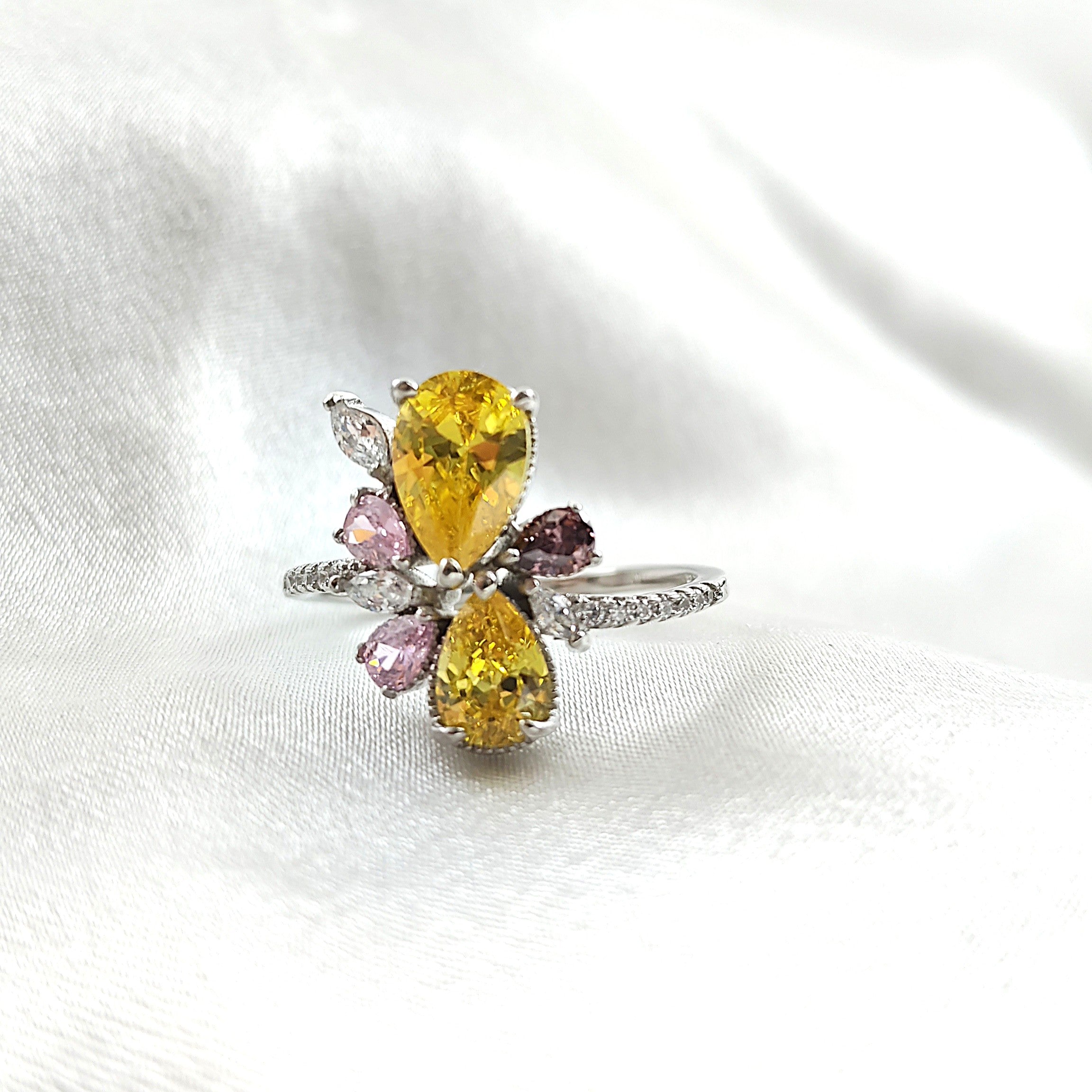 Bague en Argent – Éclat Floral Multicolore