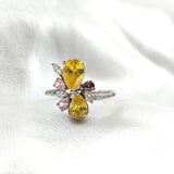 Bague en Argent – Éclat Floral Multicolore