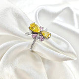 Bague en Argent – Éclat Floral Multicolore