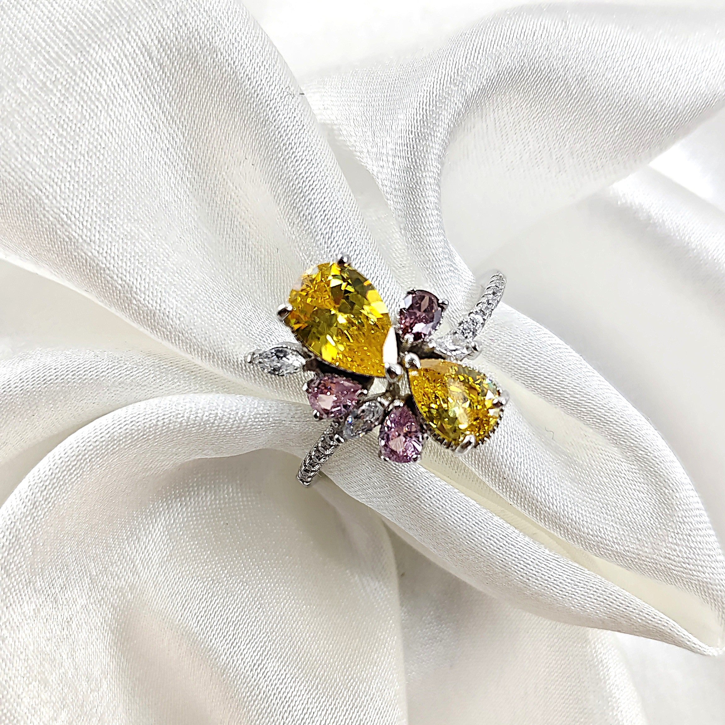 Bague en Argent – Éclat Floral Multicolore