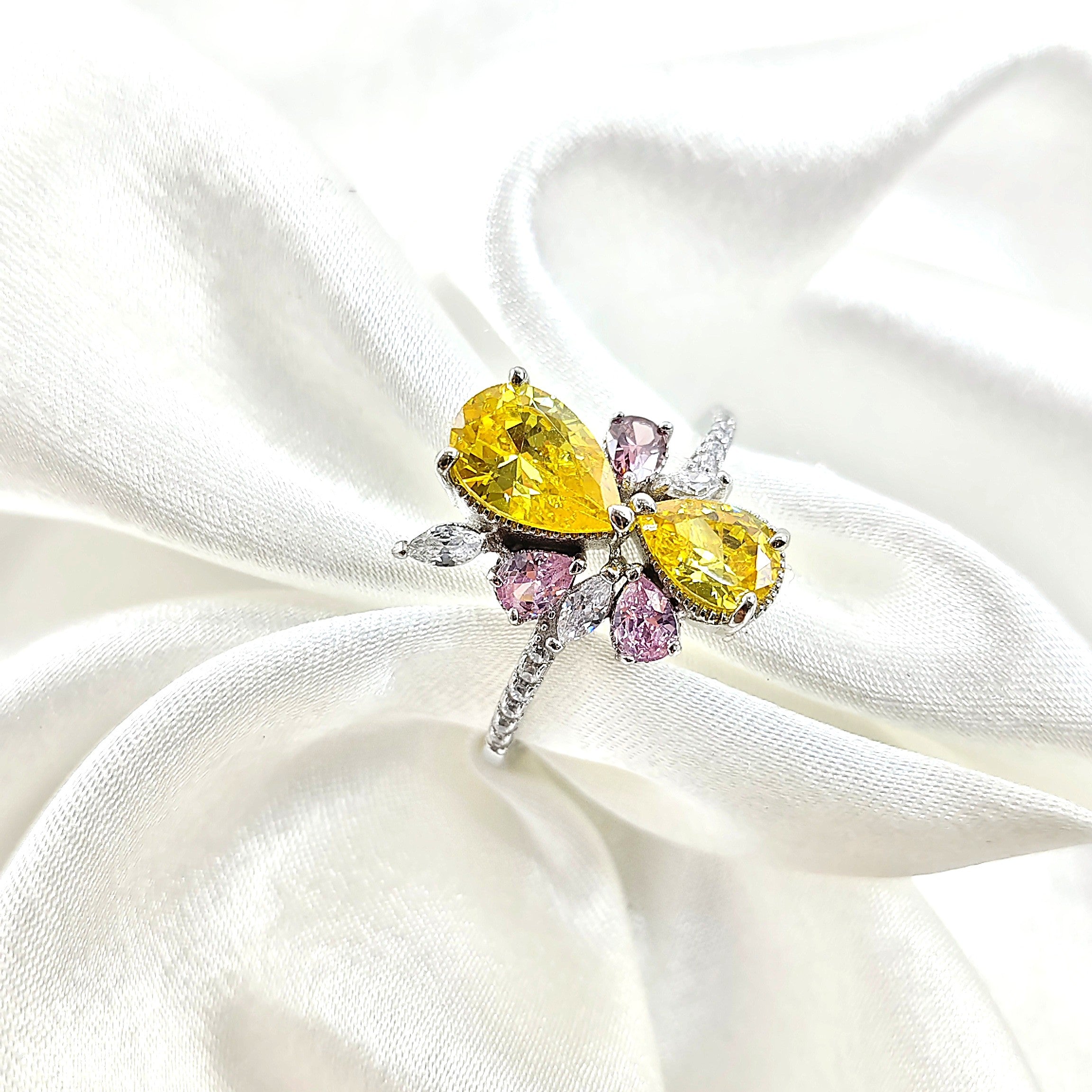 Bague en Argent – Éclat Floral Multicolore