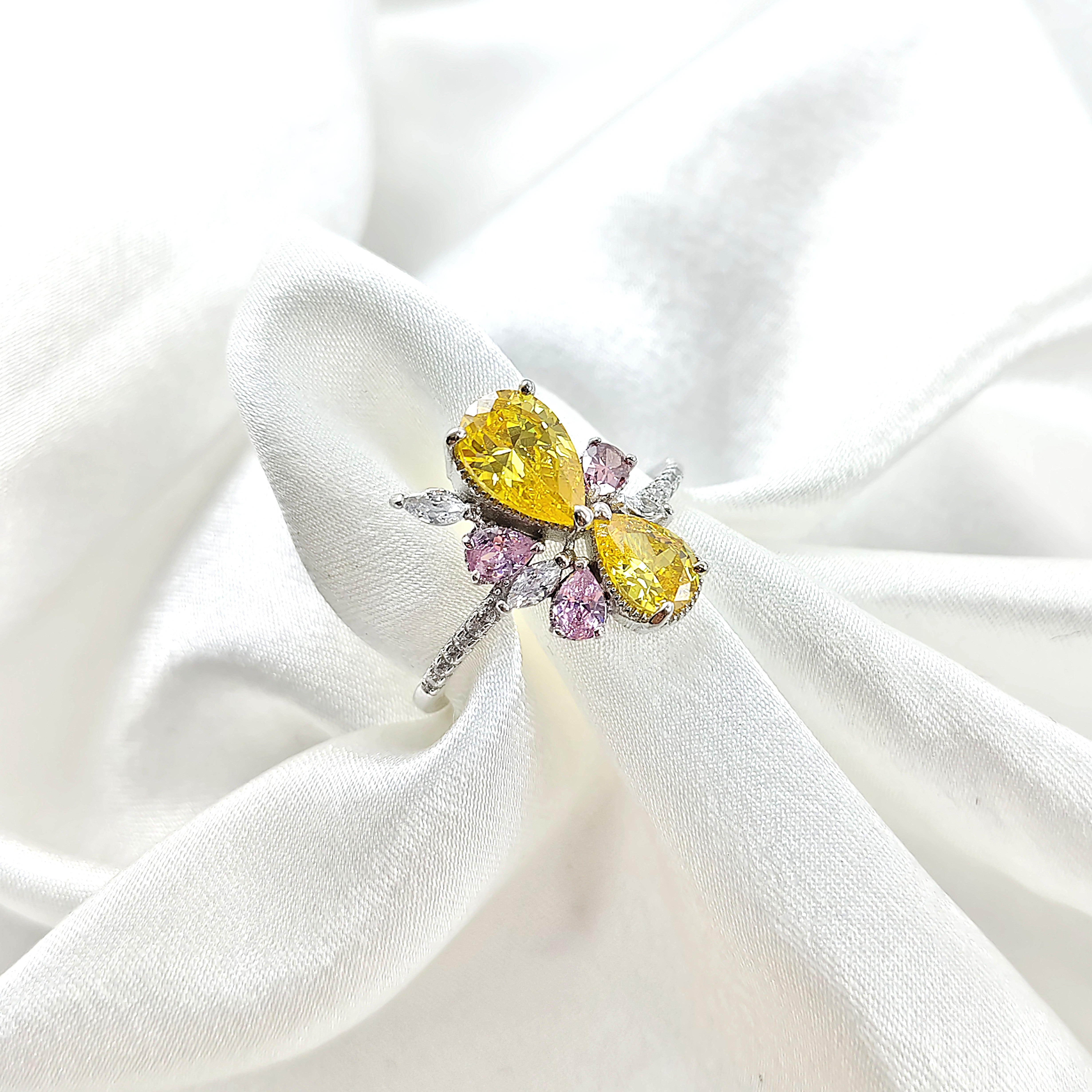 Bague en Argent – Éclat Floral Multicolore