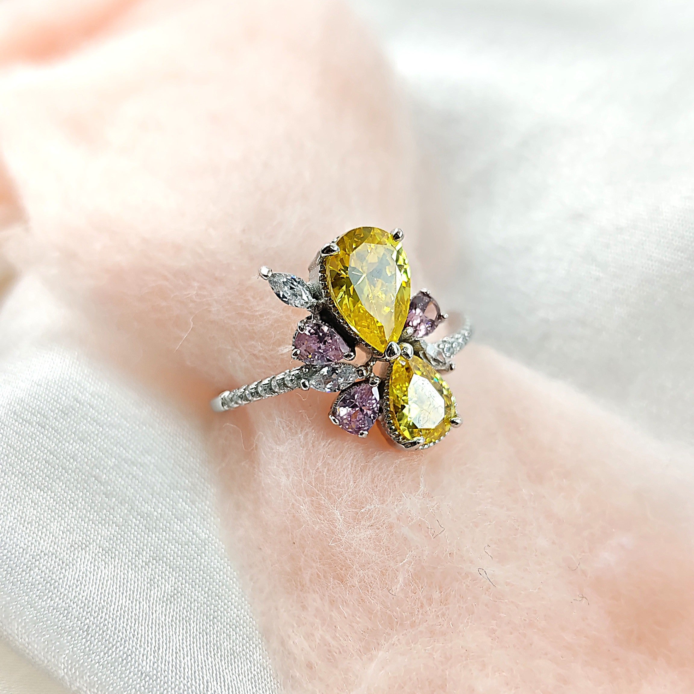 Bague en Argent – Éclat Floral Multicolore